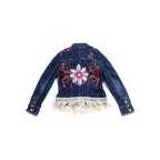 One - of - a - Kind Embroidered Tween Flower Denim Fringe Jacket - Thailand Apparel La Vie Bien One - of - a - Kind Embroidered Tween Flower Denim Fringe Jacket - Thailand