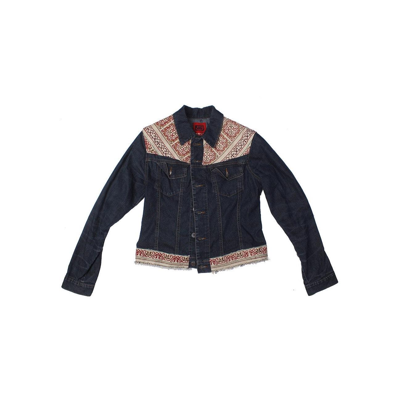 One - of - a - Kind Embroidered Tween Flower Denim Fringe Jacket - Thailand Apparel La Vie Bien One - of - a - Kind Embroidered Tween Flower Denim Fringe Jacket - Thailand