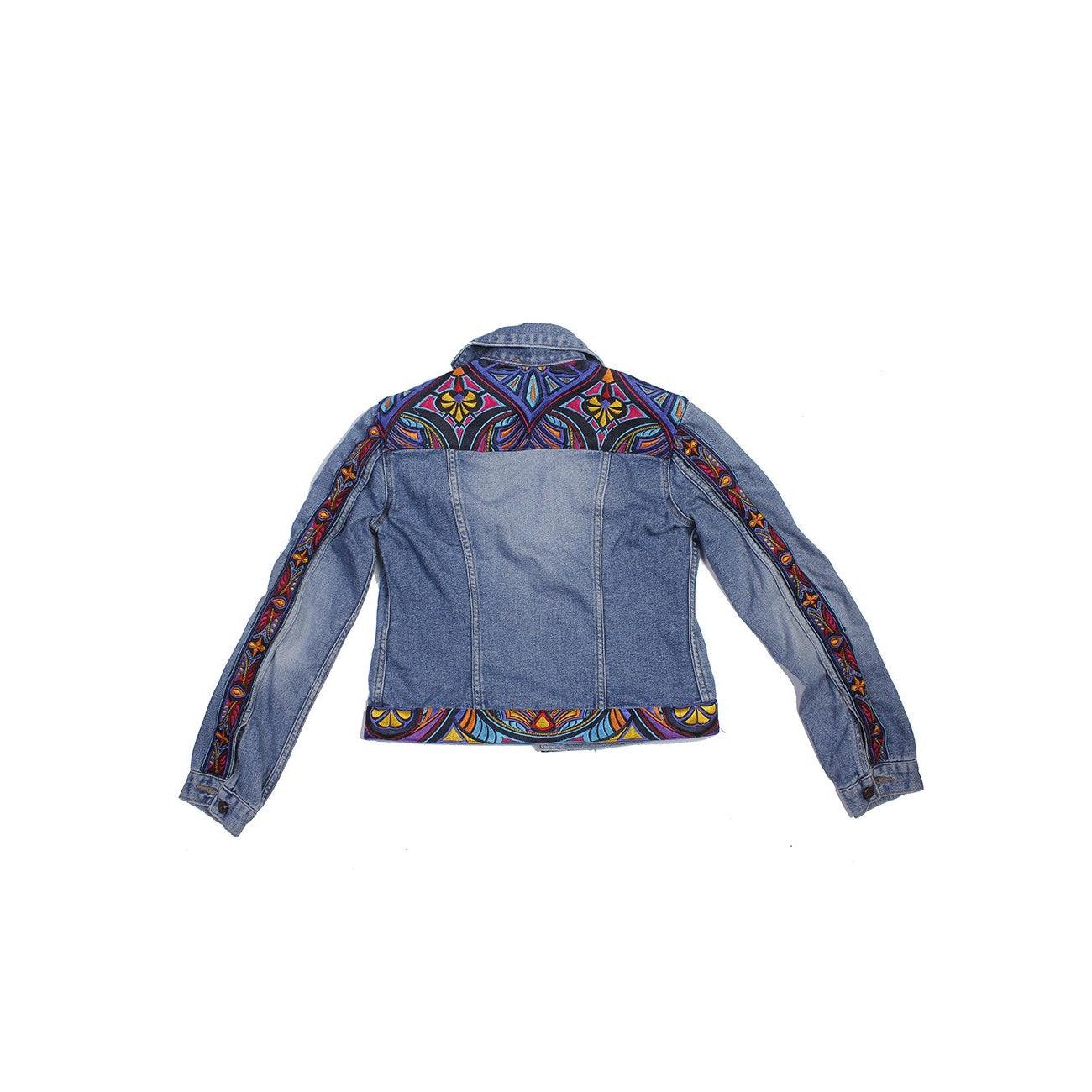 One - of - a - Kind Embroidered Tween Flower Denim Fringe Jacket - Thailand Apparel La Vie Bien One - of - a - Kind Embroidered Tween Flower Denim Fringe Jacket - Thailand