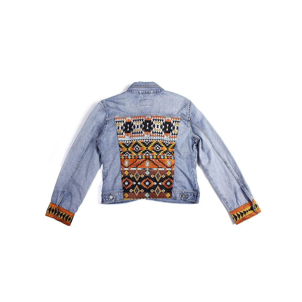 One - of - a - Kind Embroidered Tween Flower Denim Fringe Jacket - Thailand Apparel La Vie Bien One - of - a - Kind Embroidered Tween Flower Denim Fringe Jacket - Thailand