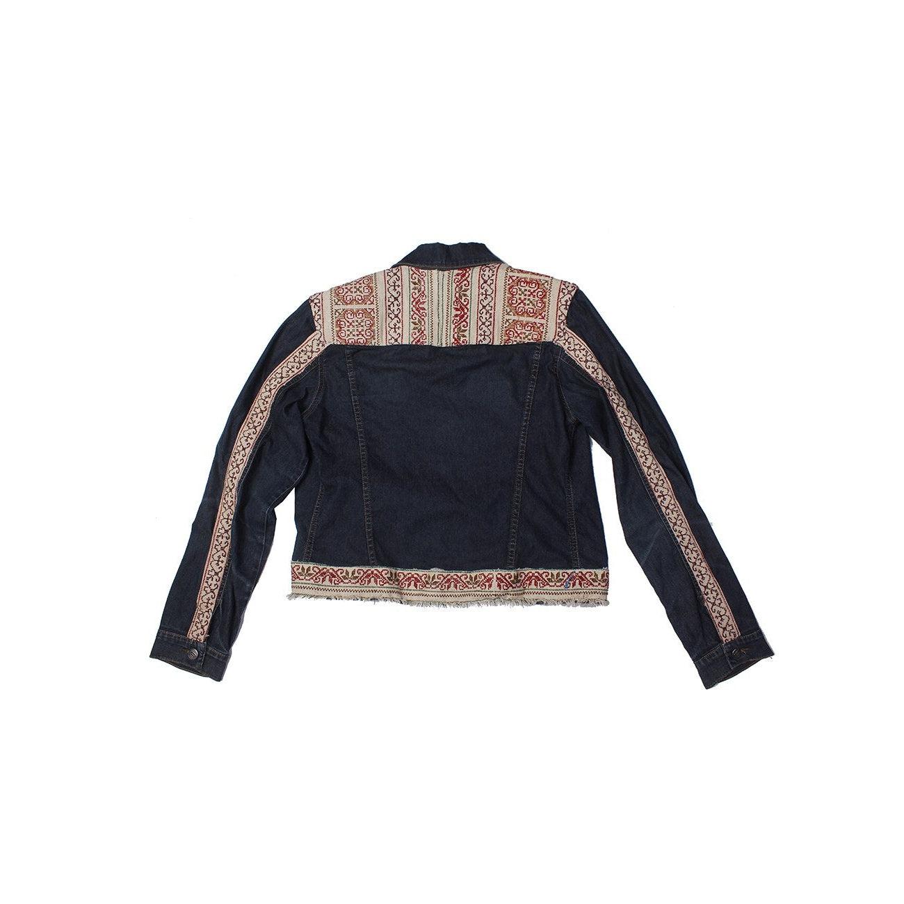 One - of - a - Kind Embroidered Tween Flower Denim Fringe Jacket - Thailand Apparel La Vie Bien One - of - a - Kind Embroidered Tween Flower Denim Fringe Jacket - Thailand