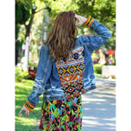 One - of - a - Kind Embroidered Tween Flower Denim Fringe Jacket - Thailand Apparel La Vie Bien One - of - a - Kind Embroidered Tween Flower Denim Fringe Jacket - Thailand