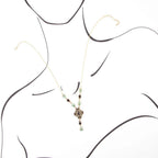 Barcelona Black Onyx and Blue Turquoise Golden Y-Necklace by Barse Jewelry