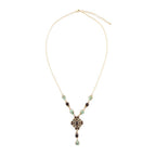 Barcelona Black Onyx and Blue Turquoise Golden Y-Necklace by Barse Jewelry