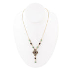 Barcelona Black Onyx and Blue Turquoise Golden Y-Necklace by Barse Jewelry