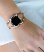 Onyx Mixed Metal Golden Cuff Bracelet by Barse Jewelry