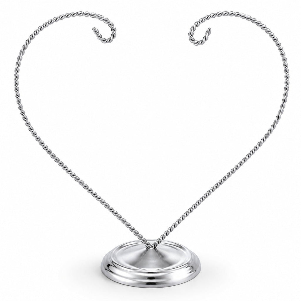 Open-Top Heart Twisted Silver Metal Ornament Display Stand 9 Inches Ornament Stands La Vie Bien Open-Top Heart Twisted Silver Metal Ornament Display Stand 9 Inches