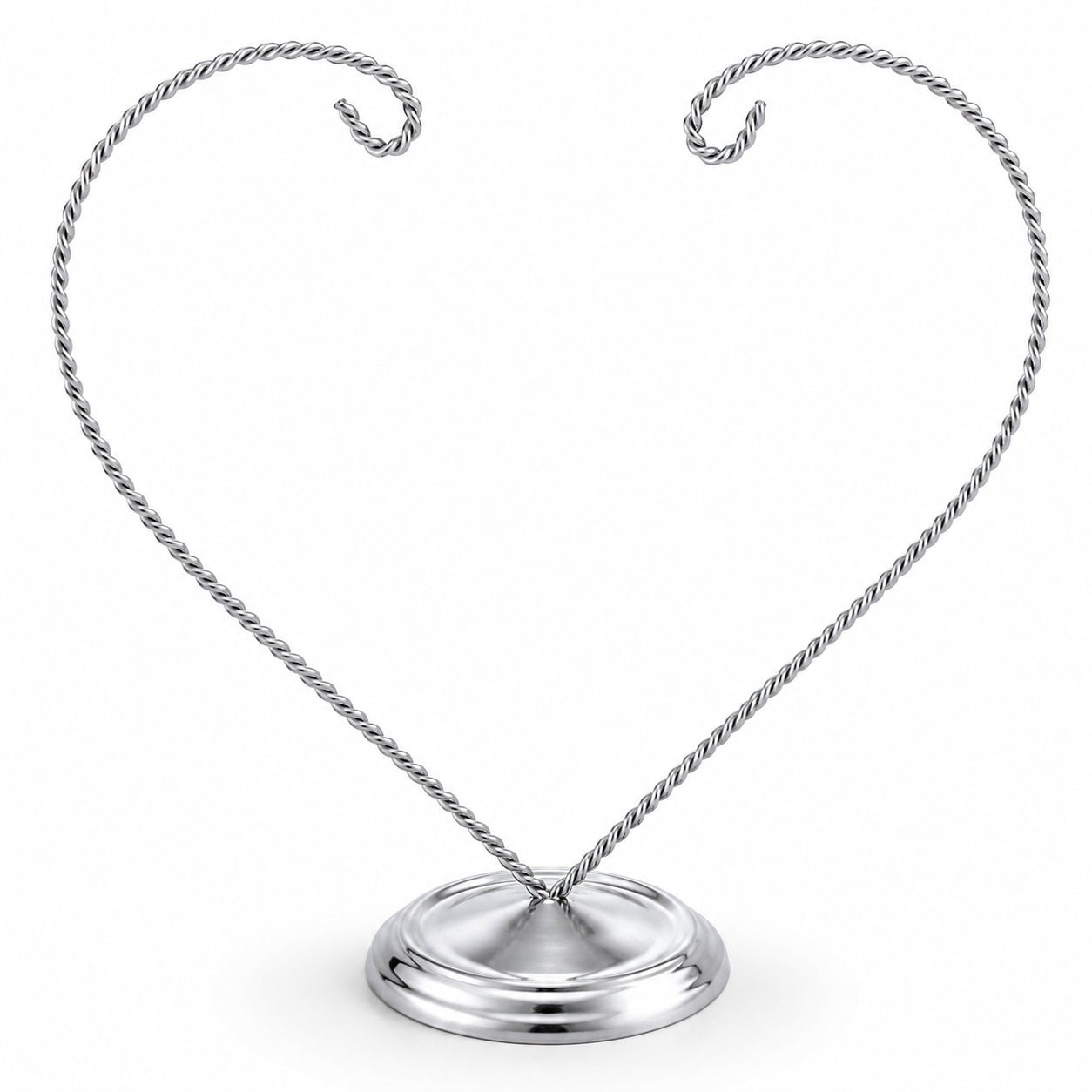 Open-Top Heart Twisted Silver Metal Ornament Display Stand 9 Inches Ornament Stands La Vie Bien Open-Top Heart Twisted Silver Metal Ornament Display Stand 9 Inches