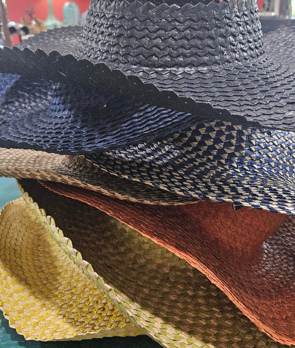 Open - Top Wide Brim Palm Leaf Sun Hat – Handmade Straw Hat in 7 Colors | 17" Total Width | Breezy Summer Shade Hat Hats La Vie Bien Open - Top Wide Brim Palm Leaf Sun Hat – Handmade Straw Hat in 7 Colors | 17" Total Width | Breezy Summer Shade Hat