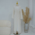Openwork Lace Knit Open Abaya(MOA327)
