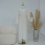 Openwork Lace Knit Open Abaya(MOA327)