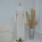 Openwork Lace Knit Open Abaya(MOA327) La Vie Bien Openwork Lace Knit Open Abaya(MOA327)