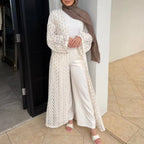Openwork Lace Knit Open Abaya(MOA327) La Vie Bien Openwork Lace Knit Open Abaya(MOA327)