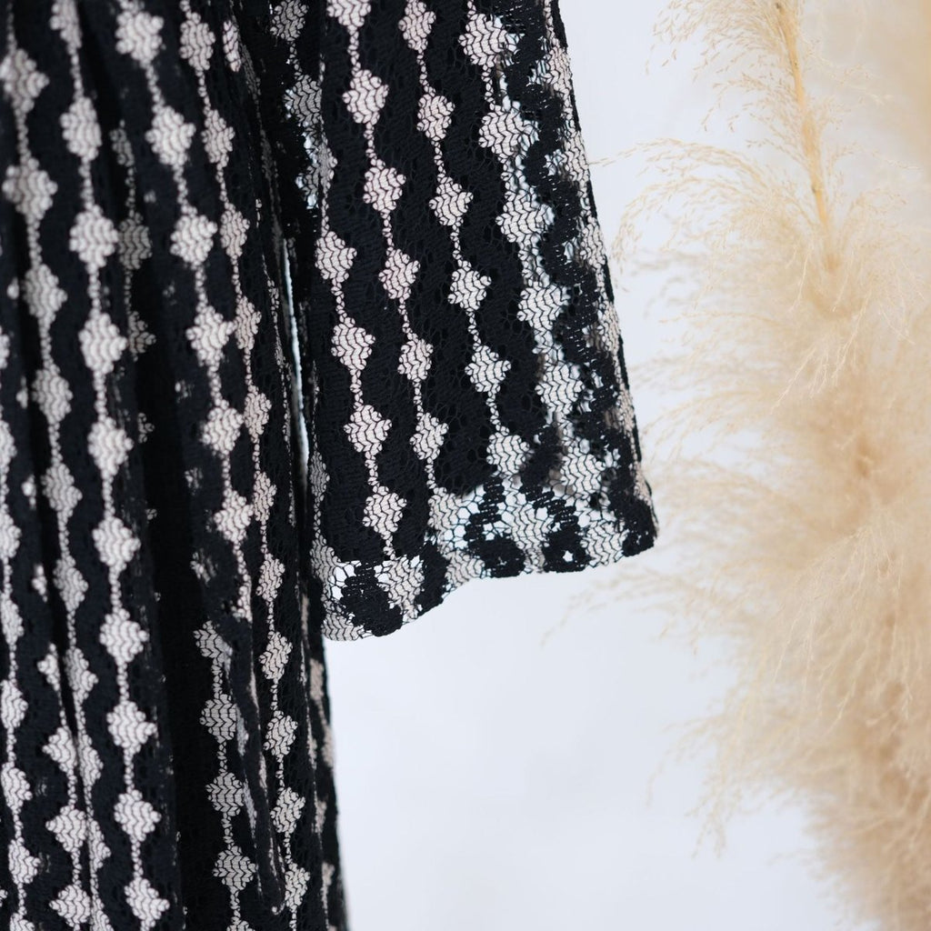 Openwork Lace Knit Open Abaya(MOA327) La Vie Bien Openwork Lace Knit Open Abaya(MOA327)