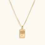 Optimistic Temperament - White Enamel Sagittarius Card Necklace by Karma and Luck