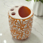Orange Brown Talavera Toothbrush Holder | Mexican Ceramic Decor Talavera Toothbrush Holder La Vie Bien Orange Brown Talavera Toothbrush Holder | Mexican Ceramic Decor