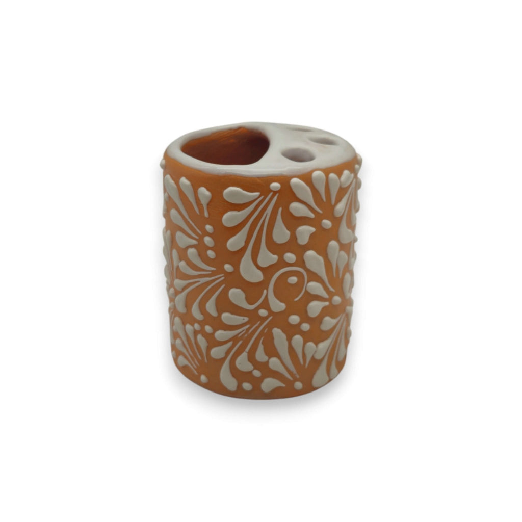 Orange Brown Talavera Toothbrush Holder | Mexican Ceramic Decor Talavera Toothbrush Holder La Vie Bien Orange Brown Talavera Toothbrush Holder | Mexican Ceramic Decor