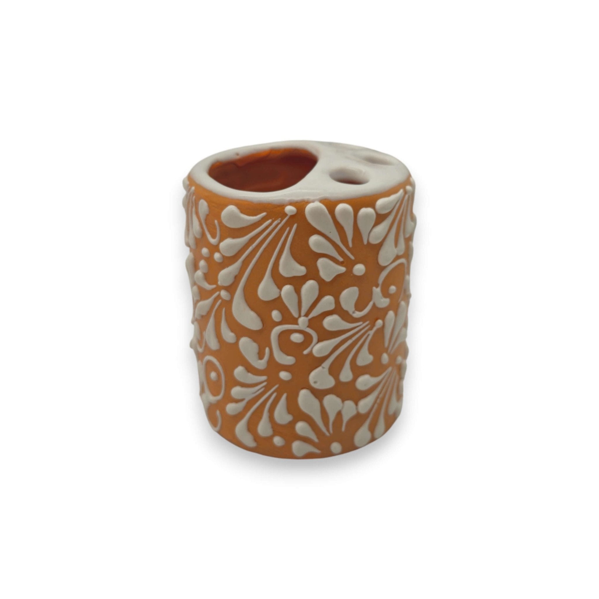 Orange Brown Talavera Toothbrush Holder | Mexican Ceramic Decor Talavera Toothbrush Holder La Vie Bien Orange Brown Talavera Toothbrush Holder | Mexican Ceramic Decor