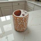 Orange Brown Talavera Toothbrush Holder | Mexican Ceramic Decor Talavera Toothbrush Holder La Vie Bien Orange Brown Talavera Toothbrush Holder | Mexican Ceramic Decor