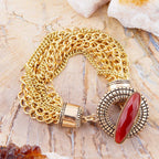 Orange Carnelian Golden Chain Bracelet by Barse Jewelry