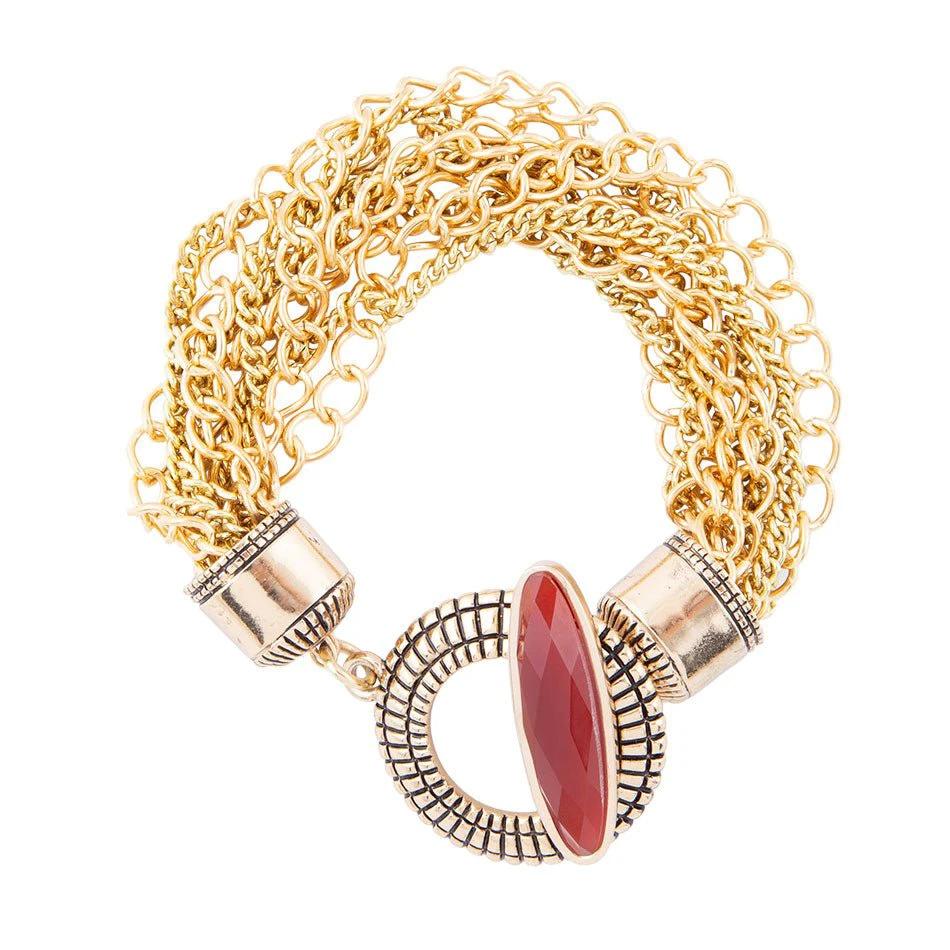Orange Carnelian Golden Chain Bracelet by Barse Jewelry