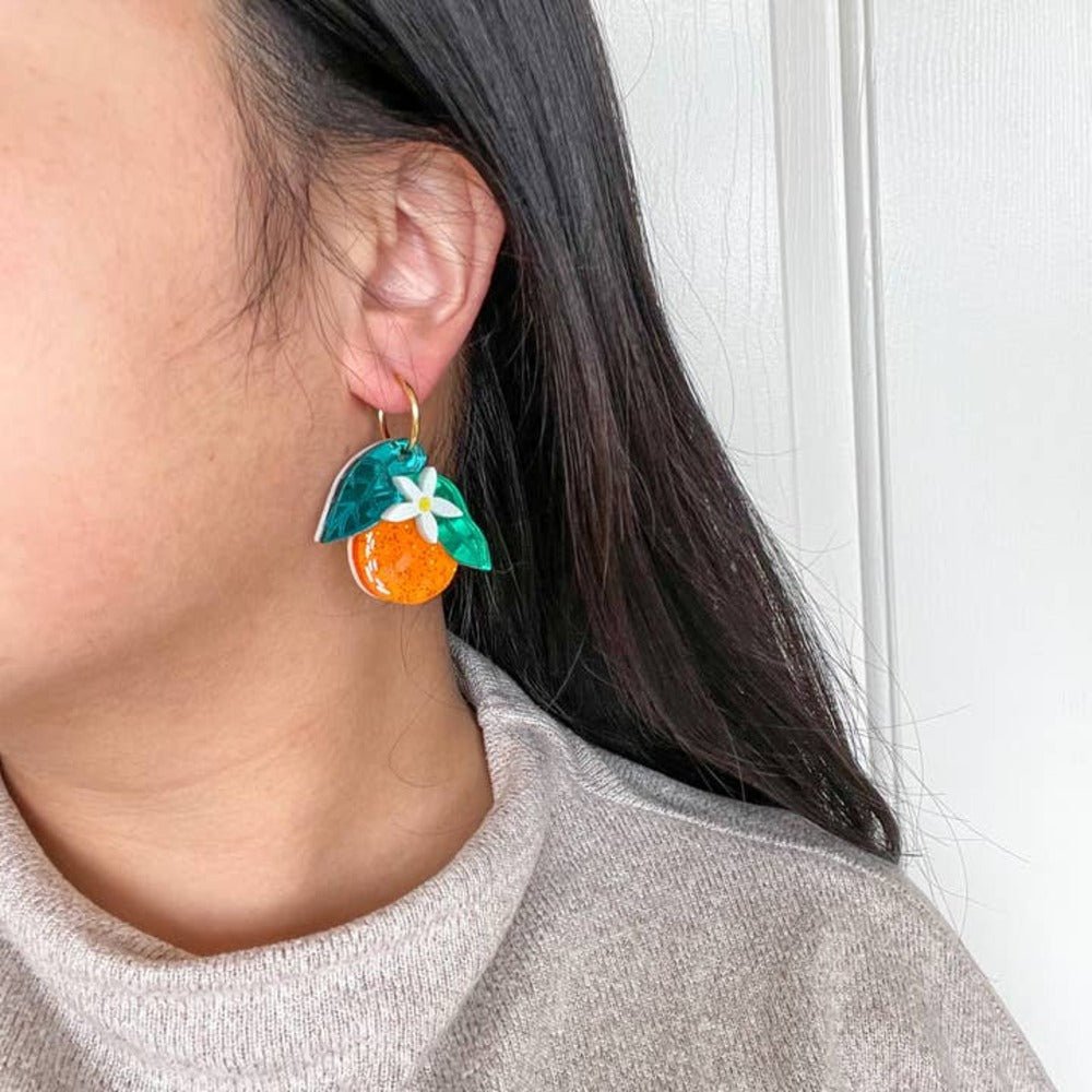 Orange Dangle Acrylic Earrings Earrings and Accessories La Vie Bien Orange Dangle Acrylic Earrings