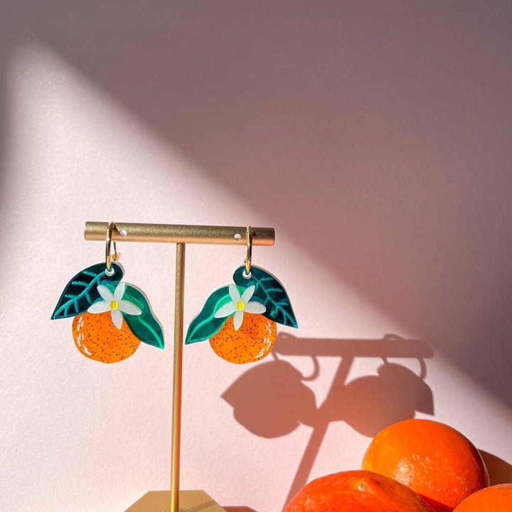 Orange Dangle Acrylic Earrings Earrings and Accessories La Vie Bien Orange Dangle Acrylic Earrings