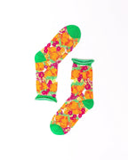 Orange Floral Sheer Crew Sock by Sock Candy