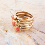 Orange Sponge Coral Golden Stacking Ring Set by Barse Jewelry