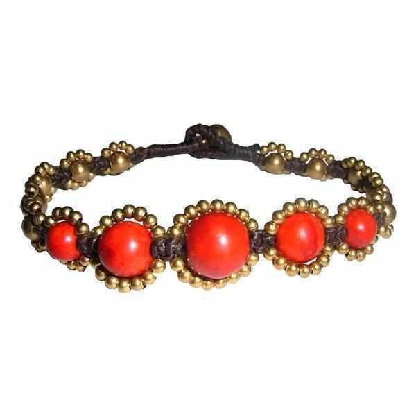 Orbit Stone Brass Adjustable Bead Bracelet - Thailand Jewelry La Vie Bien Orbit Stone Brass Adjustable Bead Bracelet - Thailand