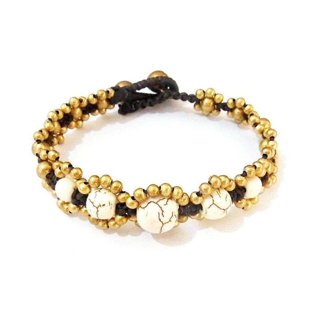 Orbit Stone Brass Adjustable Bead Bracelet - Thailand Jewelry La Vie Bien Orbit Stone Brass Adjustable Bead Bracelet - Thailand