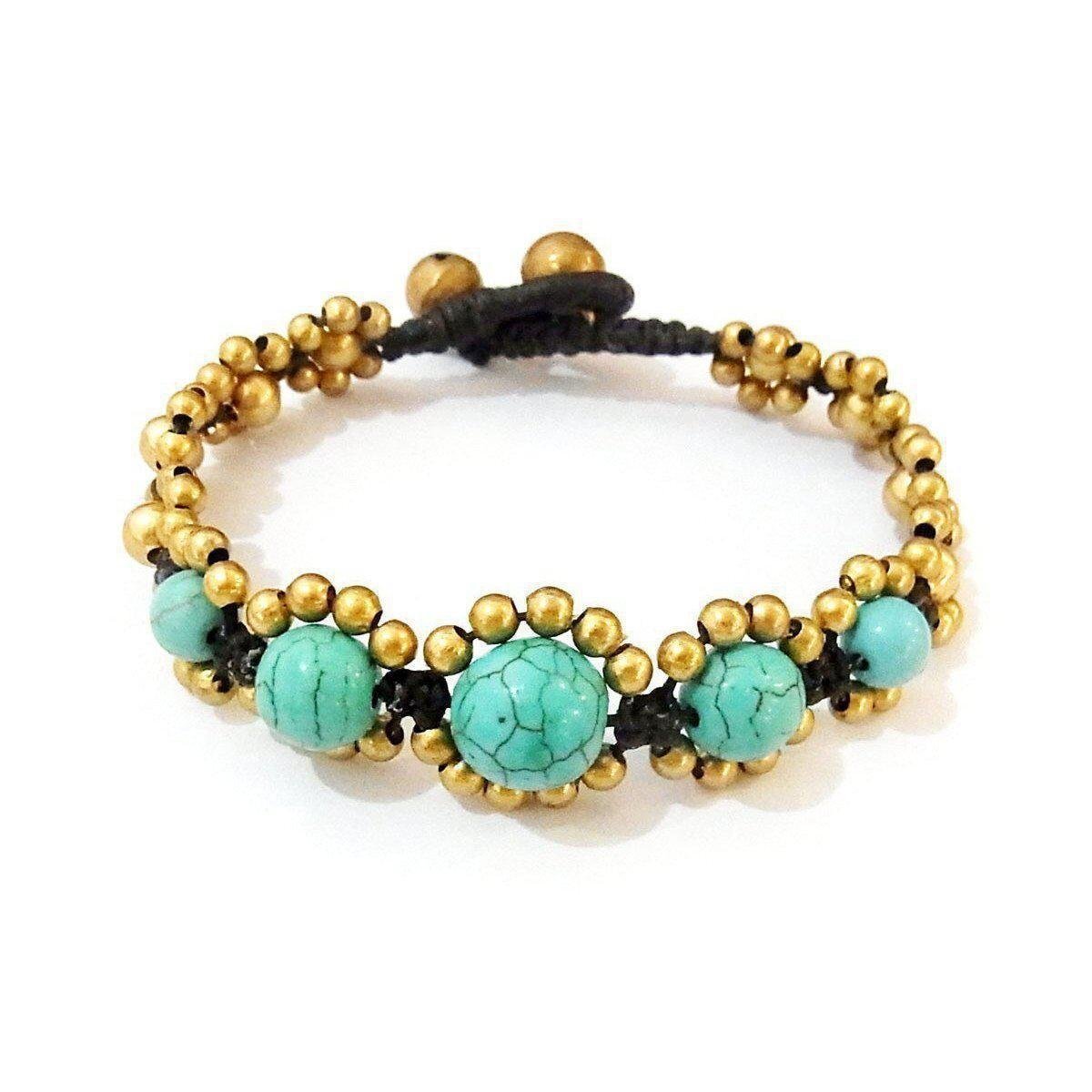 Orbit Stone Brass Adjustable Bead Bracelet - Thailand Jewelry La Vie Bien Orbit Stone Brass Adjustable Bead Bracelet - Thailand