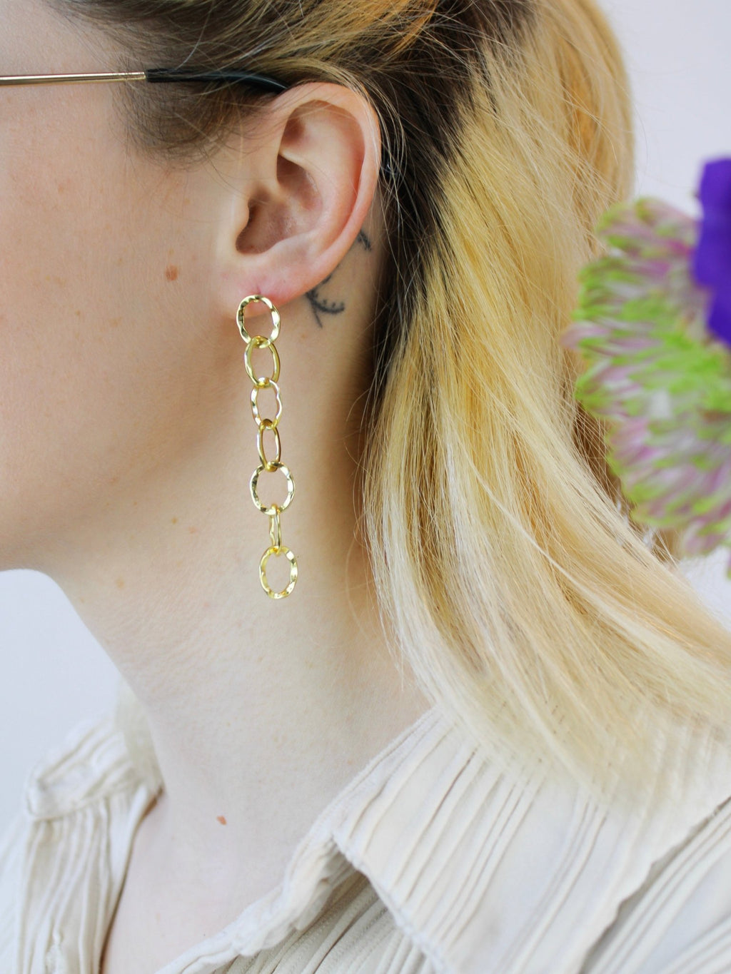 Organic Chain Link Earrings Earrings La Vie Bien Organic Chain Link Earrings