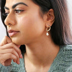 Organic Circle Pearl Drop Earrings in Gold | Designed in the UK | Gold Plated Brass by The Bullish Store