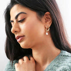 Organic Circle Pearl Drop Earrings in Gold | Designed in the UK | Gold Plated Brass by The Bullish Store
