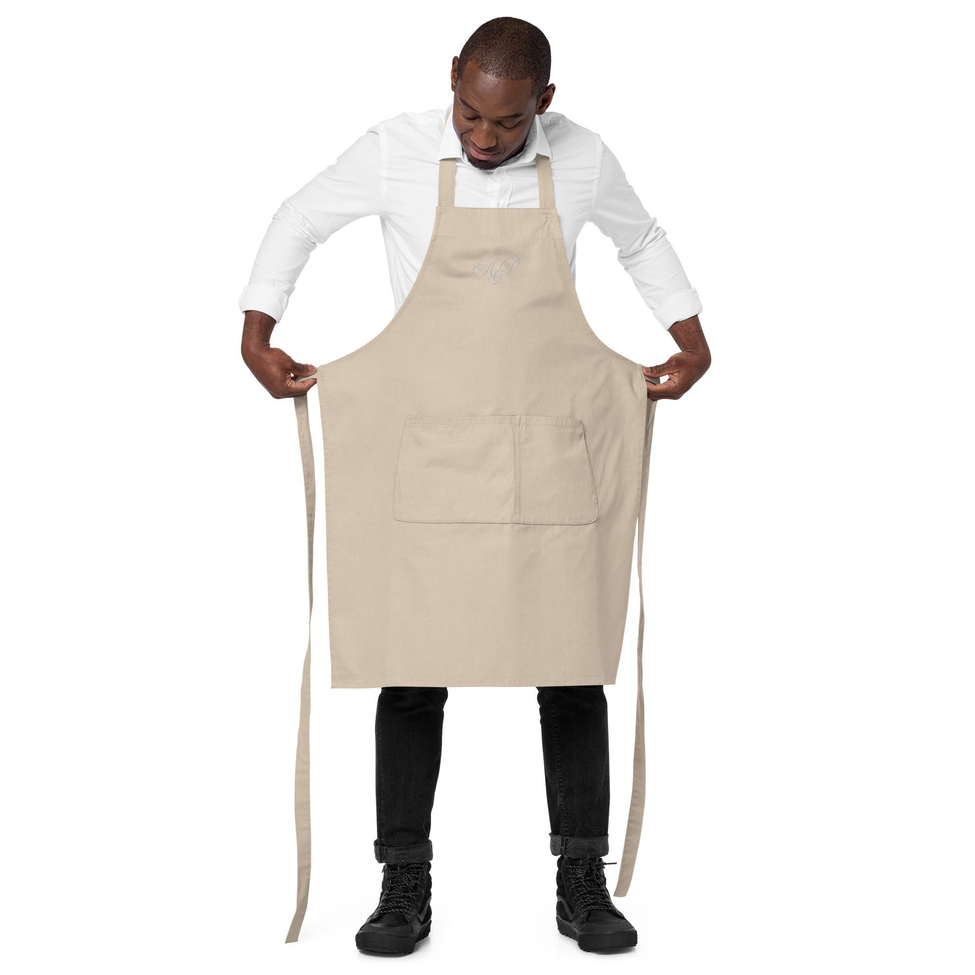 Embroidered monogrammed Organic cotton apron