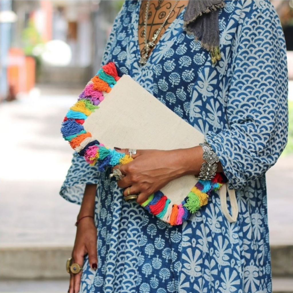 Organic Cotton Fringe Tassel Wristlet - Thailand Bags La Vie Bien Organic Cotton Fringe Tassel Wristlet - Thailand