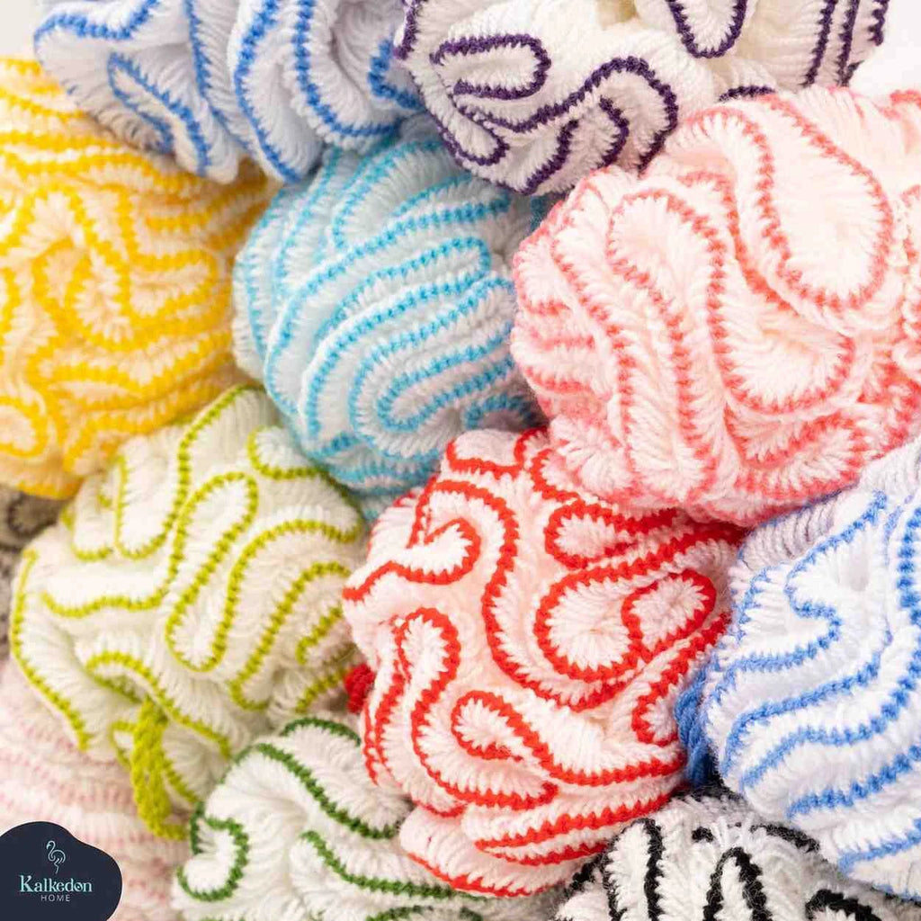 Organic Cotton Shower Pouf by Kalkedon Towels