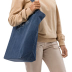 C'est la vie embroidered Organic denim tote bag by La Vie Bien