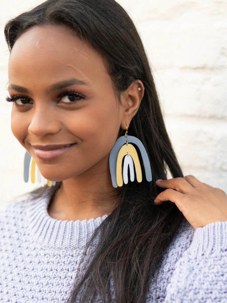 Painted Rainbow Statement Earrings by Fair Anita