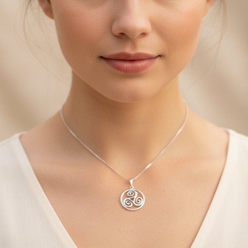 Orkney Celtic Triple Spiral Necklace in Sterling Silver Pendant La Vie Bien Orkney Celtic Triple Spiral Necklace in Sterling Silver