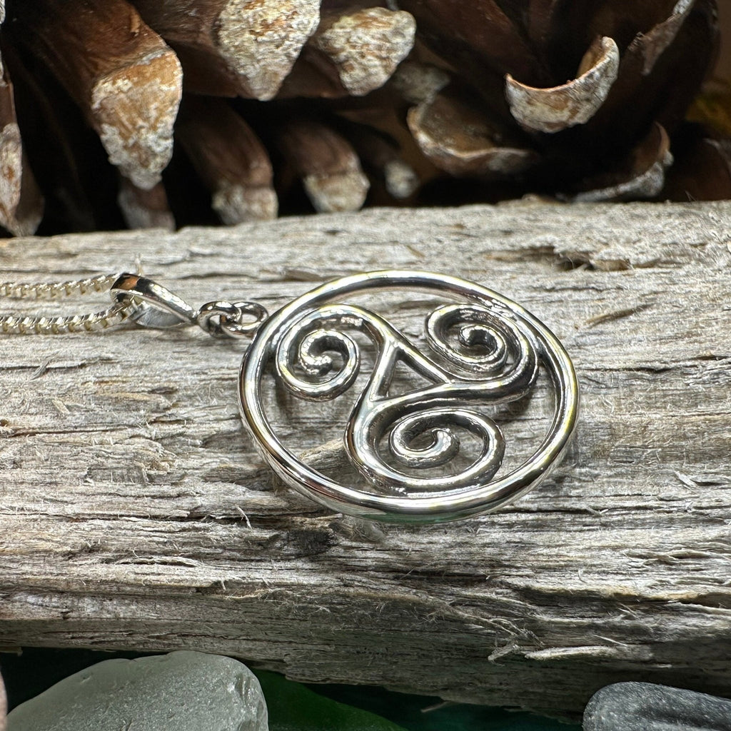 Orkney Celtic Triple Spiral Necklace in Sterling Silver Pendant La Vie Bien Orkney Celtic Triple Spiral Necklace in Sterling Silver