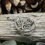 Orkney Celtic Triple Spiral Necklace in Sterling Silver Pendant La Vie Bien Orkney Celtic Triple Spiral Necklace in Sterling Silver