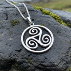 Orkney Celtic Triple Spiral Necklace in Sterling Silver Pendant La Vie Bien Orkney Celtic Triple Spiral Necklace in Sterling Silver