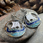 Oslo Viking Longship Enamel Earrings - Norse Jewelry Dangle Earrings La Vie Bien Oslo Viking Longship Enamel Earrings - Norse Jewelry