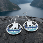 Oslo Viking Longship Enamel Earrings - Norse Jewelry Dangle Earrings La Vie Bien Oslo Viking Longship Enamel Earrings - Norse Jewelry