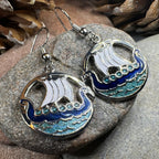 Oslo Viking Longship Enamel Earrings - Norse Jewelry Dangle Earrings La Vie Bien Oslo Viking Longship Enamel Earrings - Norse Jewelry