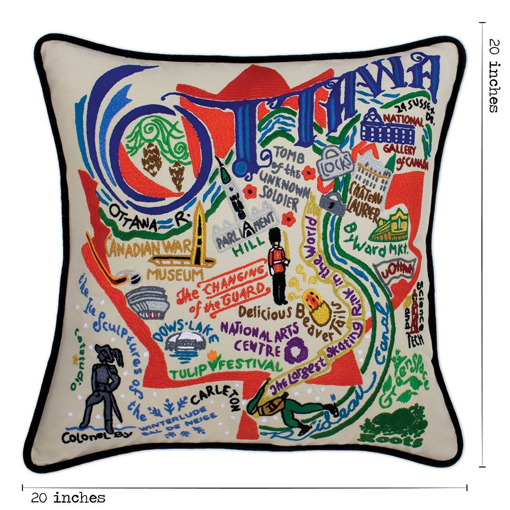 Ottawa Hand - Embroidered Pillow Pillows La Vie Bien Ottawa Hand - Embroidered Pillow