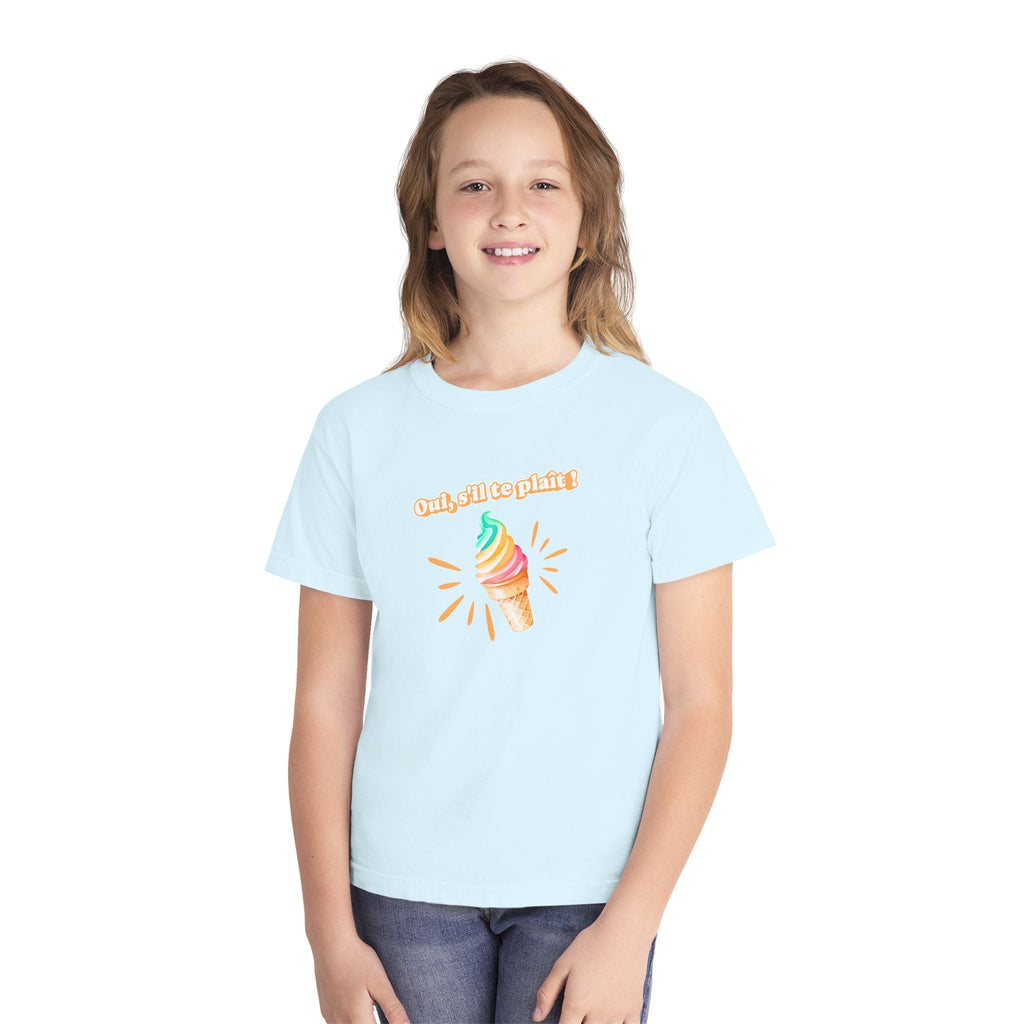 Oui, s'il te plait! yes, please Kids Ice cream Youth T Shirt Cute Rainbow Ice Cream Graphic with French Text Kids clothes La Vie Bien Oui, s'il te plait! yes, please Kids Ice cream Youth T Shirt Cute Rainbow Ice Cream Graphic with French Text