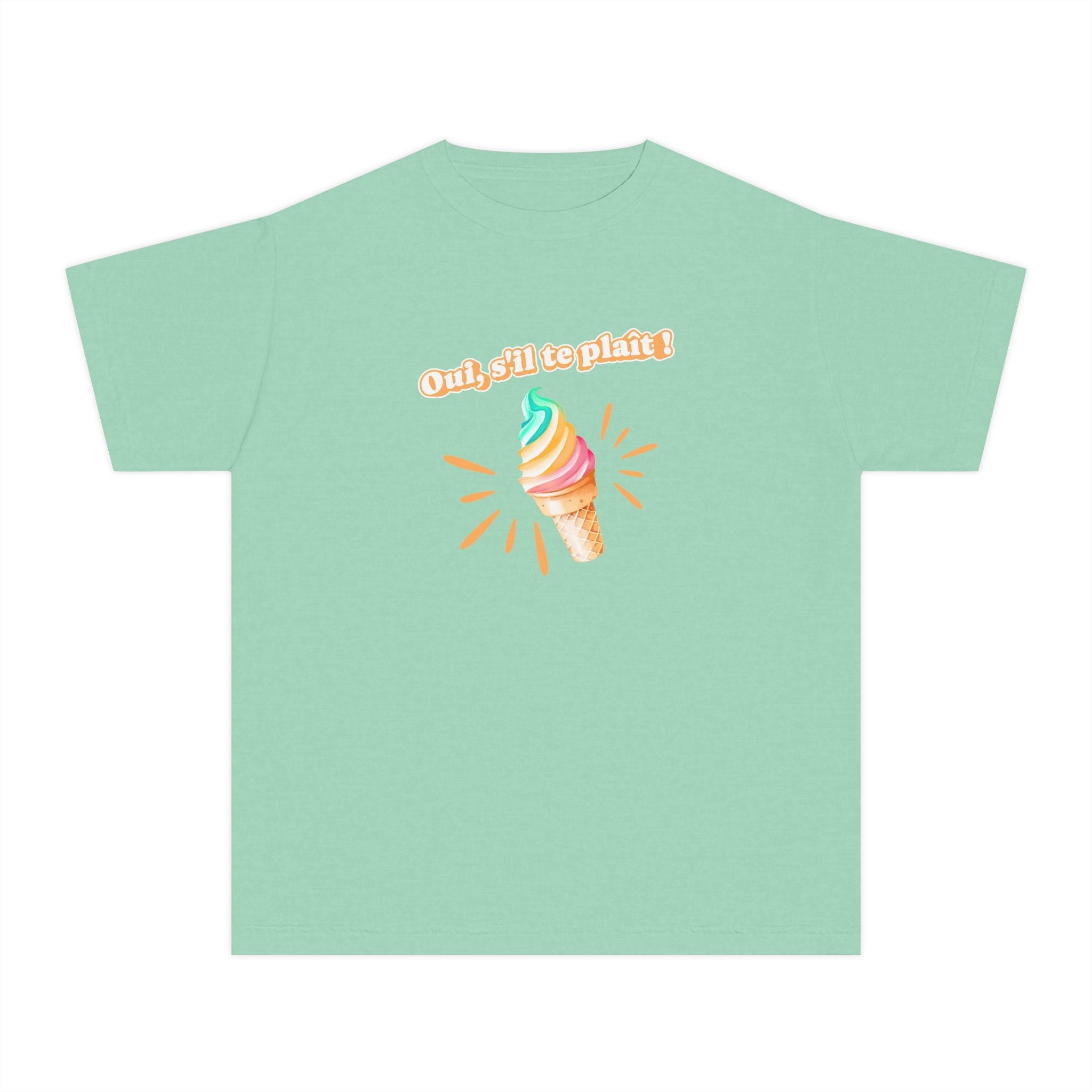 Oui, s'il te plait! yes, please Kids Ice cream Youth T Shirt Cute Rainbow Ice Cream Graphic with French Text Kids clothes La Vie Bien Oui, s'il te plait! yes, please Kids Ice cream Youth T Shirt Cute Rainbow Ice Cream Graphic with French Text